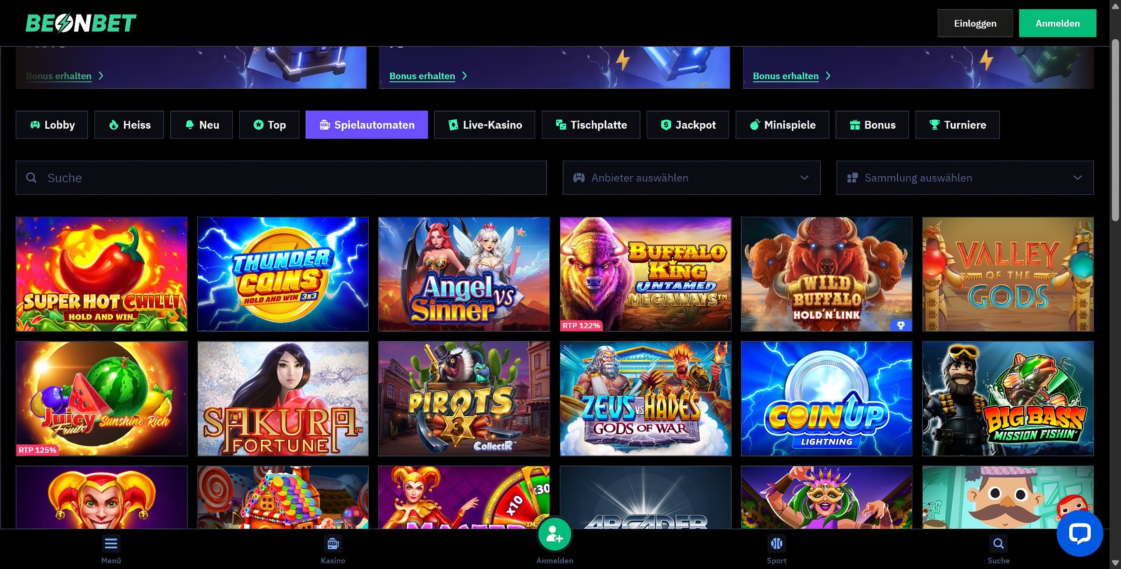 BeonBet Casino desktop screenshot 2